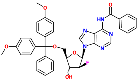 (image for) MC080663 5-O-(4,4'-Dimethoxytrityl)-N6-benzoyl-2'-fluoro-β-D-arabinofuranosyl-2'-deoxyadenine